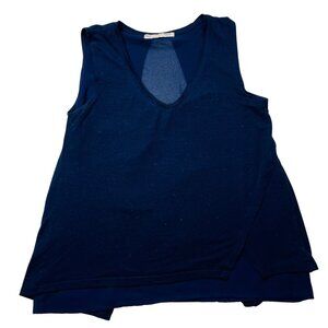 Sfera women’s Sleeveless Layered V-Neck Top M Blue